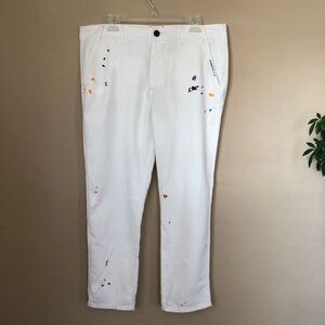 NWT THE GREAT The Miner White Chino Pants Size 30 NWT Relaxed Art to Wear Paint